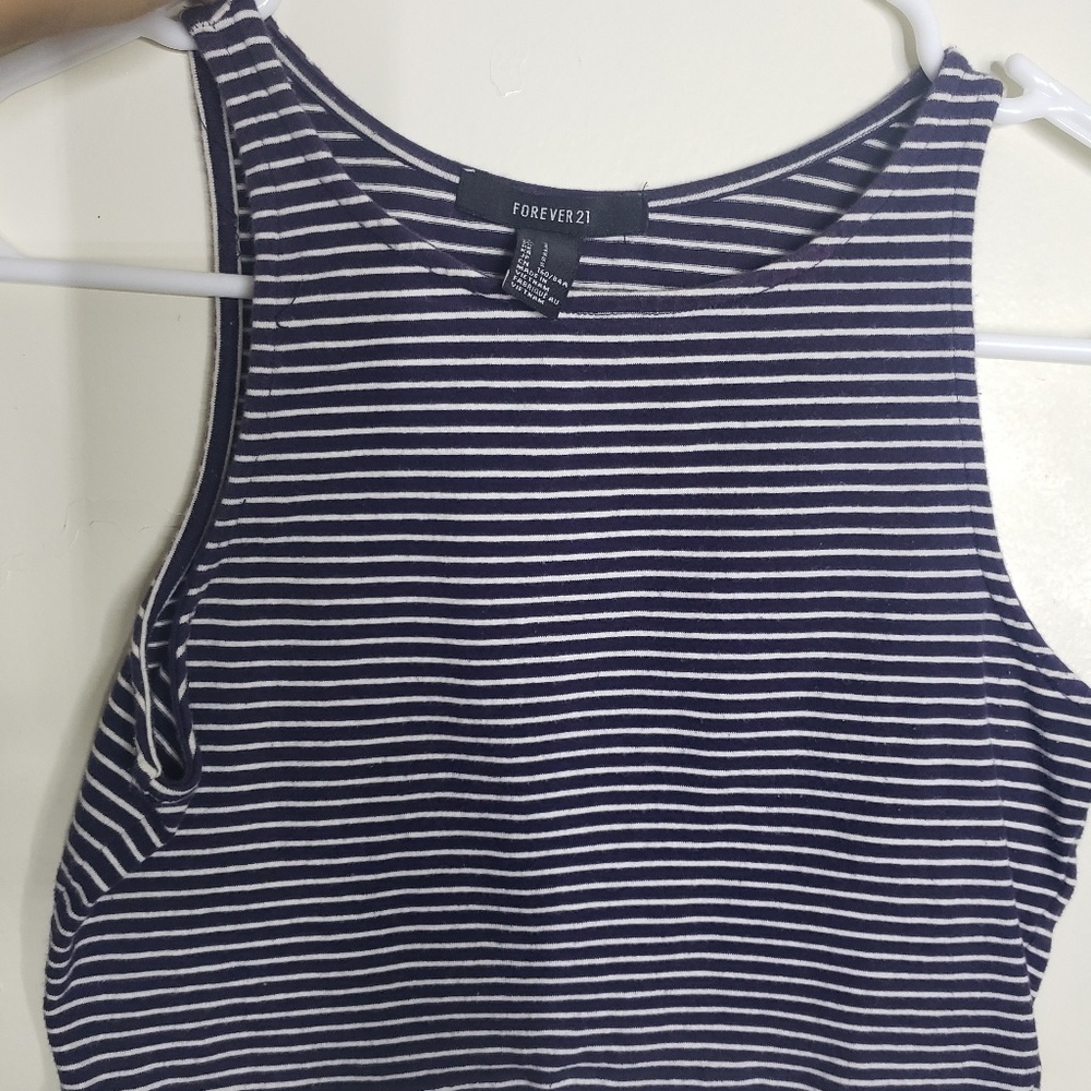 Blue and white stripped crop top